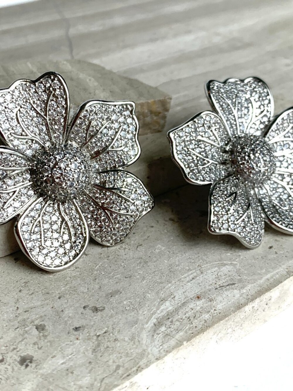 NEW Anthropologie SHASHI Oversized Pave Crystal Flower Earrings
